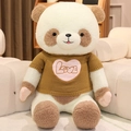 Peluche a forma di panda con maglione marrone e ricamo a cuore su divano bianco - 60CM / Marrone Mocha