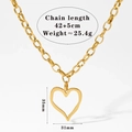 Halskette aus 316L Edelstahl in Gold mit klobiger O-Kette und hohlem Herzanhänger - Goldene Herz-Halskette (D1216)
