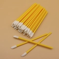 Disposable lip brush with hollow yellow handle and white flocked tip in bulk quantity - Yellow (50 pcs/pack)