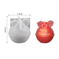 Christmas bell silicone mold with red finished candle featuring Merry Christmas text - Round Bell