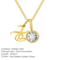 Gold stainless steel initial letter Z necklace with sparkling birthstone pendant. - Letter X / Gold