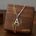 Silver titanium steel necklace featuring a bold letter A pendant with tassel chain - Letter A / Silver