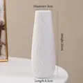 White ceramic vase with vertical wave texture, 25cm height minimalist modern decor - Lingyun (24cm)