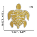 Close-up of golden sea turtle embroidery patch showing detailed texture and measurements - Gold Yellow