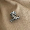 Elegant black and white tortoiseshell acetate mini hair claw clip for ponytail - Spotted