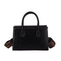 Retro black tote bag with white stitching and branded wide shoulder strap - Black