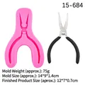 Pink silicone pliers mold for fondant and clay DIY crafts with precise tool dimensions - 1# Pliers Style / Pink