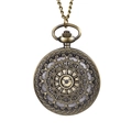 Vintage bronze bicycle pocket watch with intricate hollow carving and matching chain - Hollow Carved Style (P961)