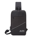 Schwarze strapazierfähige Brusttasche mit Reflektorstreifen und USB-Port für Reisen - Schwarz