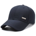 Klassieke donkerblauwe honkbalpet van stevige stof met zilveren Fashion metalen plaatje - Verstelbaar / Marineblauw