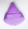 Soft purple velvet triangle makeup powder puff with a matching silk ribbon handle - Purple / Single Naked Pack