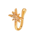 Golden non-piercing copper nose cuff featuring a sparkling starburst design with zircons - Star Pattern (G-364) / Gold