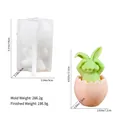 Detailed dimensions of the rabbit egg silicone mold and finished aromatherapy candle wax art - Hear-No-Evil Rabbit Egg Mold