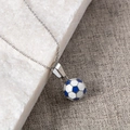 Blue and white enamel soccer ball pendant on a stainless steel chain for sports fans - Blue With Chain