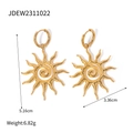 Vintage 18k gold plated stainless steel sun earrings with hammered texture and spiral center - Hammered Sunburst Earrings (JDEW2311022)