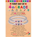 Lot de 2 bracelets en perles avec cœur pour mère et fille sur une carte cadeau de 4e année - Carte 4ème Année
