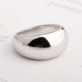 Anillo de cúpula plateado pulido con banda ancha minimalista y acabado de espejo - US 5 / Color Acero
