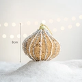 Boule de Noël forme oignon couleur champagne avec rayures pailletées et taille 8cm - Boule Oignon Champagne 6 pièces
