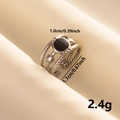 Détail de la bague en acier inoxydable 304 avec dimensions 1,0 cm largeur et 1,7 cm hauteur - Style Argent Noir Émail (J631-S-B)
