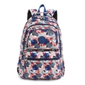 Modern canvas backpack with gray floral print and multiple zipper pockets for daily use - Ginkgo