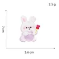 Detail of embroidered rabbit cloth patch measuring 7cm by 5.6cm with 2.5g lightweight - Self-Adhesive Plush Rabbit 1# (Purple Bow)
