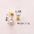 Pendientes de perlas de 0,6 cm chapados en oro, longitud 1,4 cm y peso 2,2 g - Pendientes de perlas (1,4 CM)