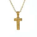 Collana a croce in acciaio inossidabile placcato oro 18K con una trama incrinata unica - Lettera T Oro (Con Catena)