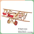 3D Albatros biplane wooden puzzle with red details and 25 interlocking pieces - Albatross