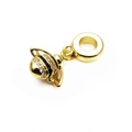 Golden bee charm pendant with sparkling cubic zirconia and black enamel stripes on metal - Bee Zirconia Enamel