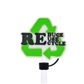 Reusable green silicone straw cover with Recycle symbol for eco-friendly cups - Recycle Sign