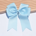 Light blue 6-inch ribbed grosgrain ribbon bow hair clip with double fishtail streamers - Light Blue