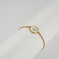 18K gold-plated stainless steel chain bracelet with white shell letter I pendant - Letter I / Gold/White Shell