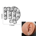 Silver Virgo zodiac stud earring with sparkling zircons, 7.31mm size on ear model - 0.8*6*3mm / Virgo
