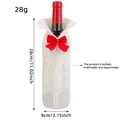 Housse de bouteille de vin en tricot blanc avec nœud rouge, 28x8cm pour Noël - Housse de Bouteille de Vin en Tricot Blanc (Style Nœud)