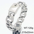 Men's heavy Cuban link stainless steel bracelet with square clasp in silver finish - Polished Steel Color (KB187846-KJX)