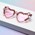 Fashion heart cat eye sunglasses with hand-applied rhinestones and pink lenses - Blue Purple Gradient