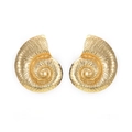 Elegant gold metallic earrings with textured nautilus shell design in a luxury finish - Gold Conch