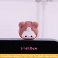 Mini brown flocking bear ornament sitting on dashboard with cute pink blush details - 2.9x3.8x2.6CM / Flocked Bear Ornament