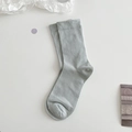 Light blue-grey cotton crew socks with elastic ribbed texture on a white background - Light Gray