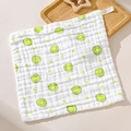 Soft six-layer cotton gauze baby towel featuring a green kiwi pattern print - Kiwi