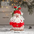 Santa Claus themed red Christmas gift bag with green drawstring and snowflake backdrop - Red Santa Style B