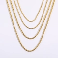 Dettaglio di catene a corda in acciaio inossidabile placcato oro 18K con trama fitta - 45cm/5mm / Oro