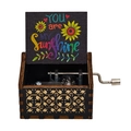 Wooden hand-crank music box with colorful You are my Sunshine print and sunflower - Sunshine 05