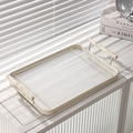 Rectangle beige serving tray with handles and transparent textured base on a sunlit table - Small Tray / Cream