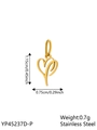 Golden heart-shaped hollow pendant in stainless steel with detailed dimensions and weight - Geometric Heart-P