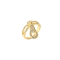 Gold zipper pull ring with sparkling pavé crystals and polished metallic finish - Adjustable Open / Zipper Pull Style (CR0259CX)
