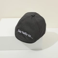 Detailed view of dark grey cotton baby beret featuring white Say Hello embroidery - 48-50cm(6 Months-2 Years) / Gray