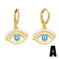 Vintage gold hoop earrings with evil eye design featuring blue and white zircon stones - Evil Eye Hoop Style (A)