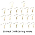 Set of 20 golden fish hook ear wires for DIY jewelry making and earring assembly - Gold Ear Hooks 20Pcs
