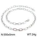 Silver geometric link chain necklace in stainless steel, size 550x5mm and 24g weight - Style B Steel Color Necklace 55cm (KN228645-Z)